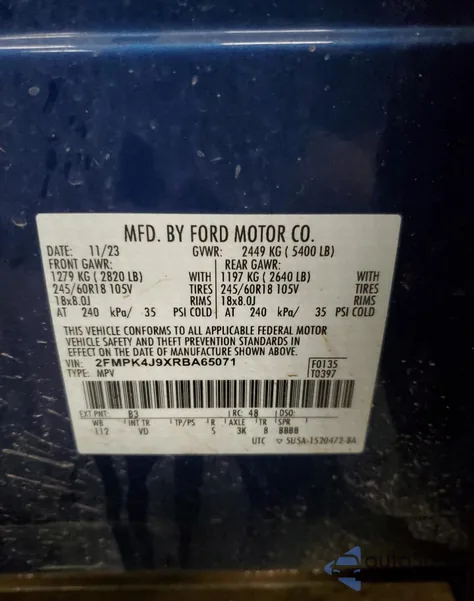 2024 Ford Edge Sel from USA, damaged, VIN 2FMPK4J9XRBA65071